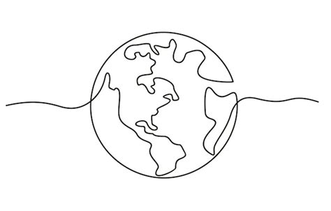 Premium Vector Globe Earth Globe One Line Drawing Of World Map