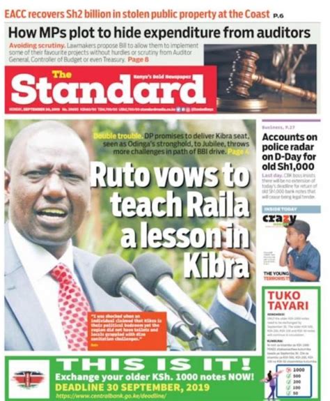 Rutos Headline On The Standard Touches Itumbis Raw Nerve Ke