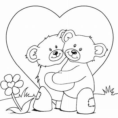 Coloring Pages Bears Teddy Valentine Cuddling Valentines