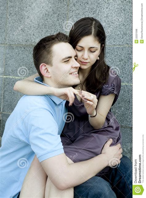 How he thinks, feels, behaves, takes action) makes her feel girly in comparison to him. Man And Woman In Love For The First Time. Stock Photo ...