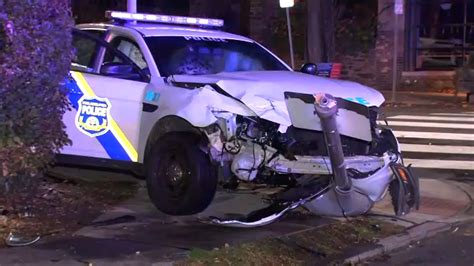 philadelphia police car crashes on wayne avenue in germantown 6abc philadelphia