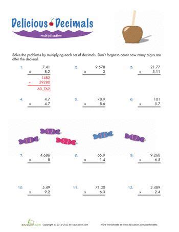 5th grade multiplying decimals worksheets, including multiplying decimals by decimals, multiplying decimals by whole numbers, missing factor problems, multiplying by 10, 100 or 1,000 and multiplication in columns with decimals. Multiplying Decimals | Multiplying decimals, Decimals ...