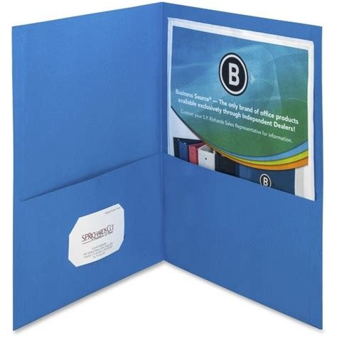 Business Source 2 Pocket Folders 125 Sht Cap Letter 12x9 25bx