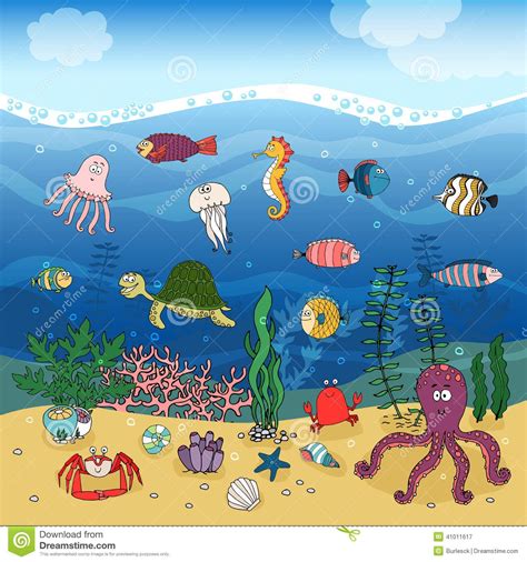 Underwater Ocean Life Under The Waves Illustration About Coral