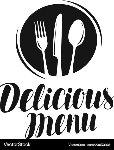 Delicious Menu Logo Or Label Food Restaurant Vector Image