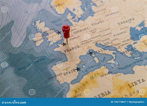 A Pin On Paris France In The World Map Stock Image Image Of