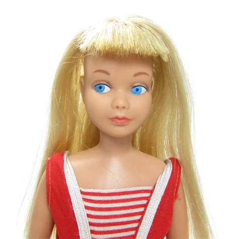 Straight Leg Skipper Doll Vintage 1960s Barbie 950 In Red And White Swi Brown Eyed Rose