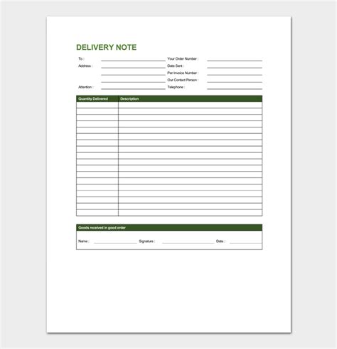 Delivery Order Template 5 Forms For Word Excel Pdf Format