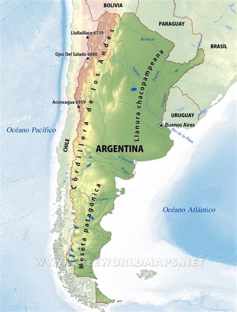 Mapa Físico De Argentina Geografía De Argentina
