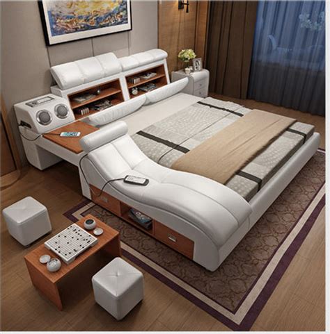 Check spelling or type a new query. Genuine leather bed frame Soft Beds massager storage safe ...