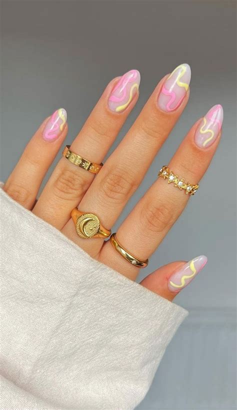 35 Nail Trends 2023 To Have On Your List Pastel Swirl Gel Nails