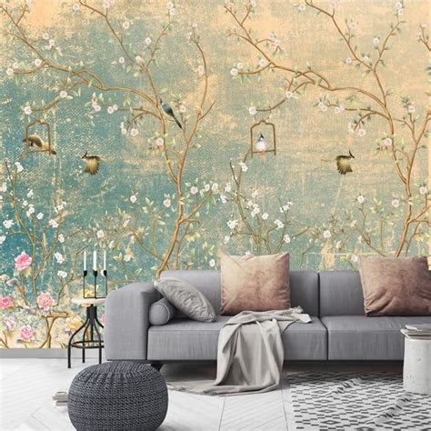 Vintage Chinoiserie Chinoiserie Wallpaper Damask Wallpaper Custom