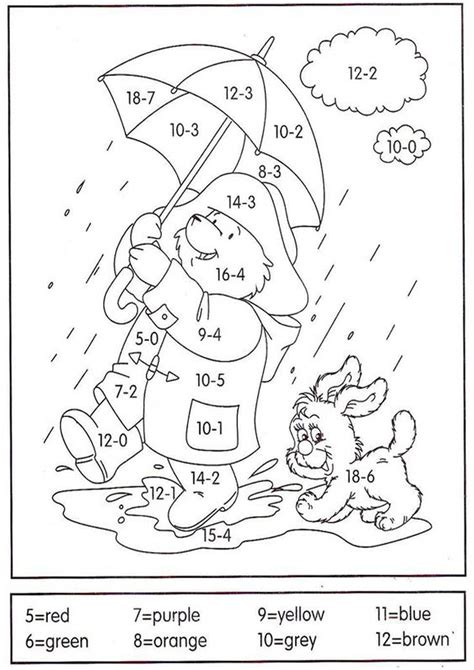 Free Printable Color by Number Worksheets For Kindergarten  Math