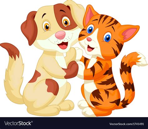 Cute Cat And Dog Cartoon Royalty Free Vector Image