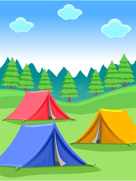 Camping In Forest Background Stock Vector Illustration Of Landscape