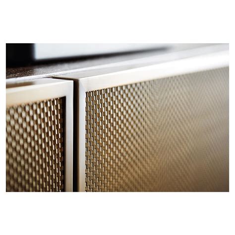 Featuring mesh metal cabinet doors and laminate construction. Portia Hollywood Regency Walnut Stainless Steel Inset Mesh ...