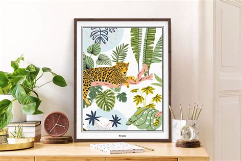 Jungle Print Art Printable Tropical Wall Art Rainforest Bedroom