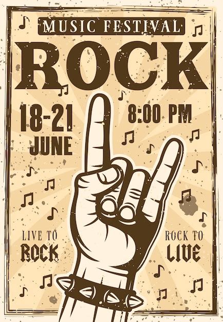 Premium Vector Rock Festival Poster With Hand