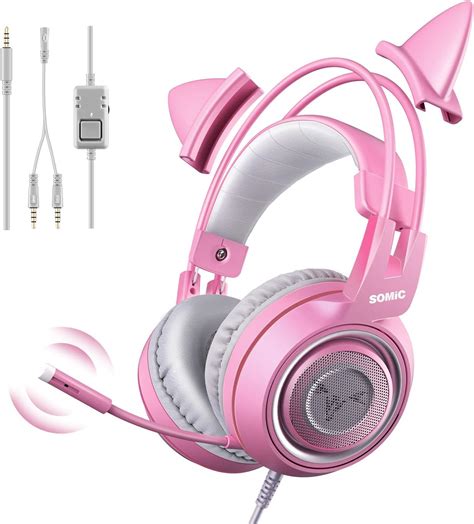 Fone de ouvido feminino SOMIC G951s rosa estéreo para jogos com