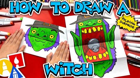 How To Draw A Scary Witch Folding Surprise Scary Witch Art For Kids
