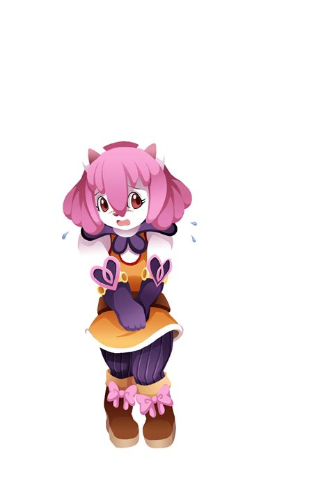 safebooru 1girl artist request blush boots cat dress female furry pink hair red eyes scared