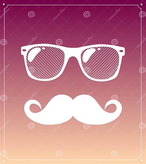Hipster Man Style Graphic Elements Glasses And Mustaches Illustration Background Stock Vector