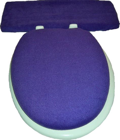 Solid Purple Fleece Elongated Toilet Seat Lid And Tank Lid