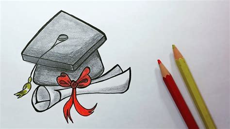 تعليم الرسم رسم قبعة التخرج و شهادة التخرج رسم سهل للمبتدئين خطوة بخطوة