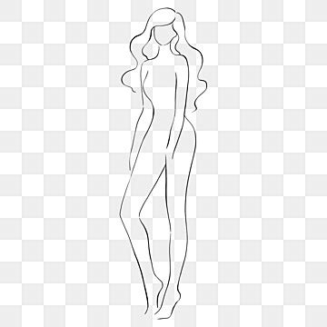 Sexy Beauty Full Body Sideways Lineart Drawing Profile Line Draw Art PNG Transparent Clipart