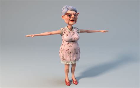 3d Model Lovely Old Woman Vr Ar Low Poly Obj Stl