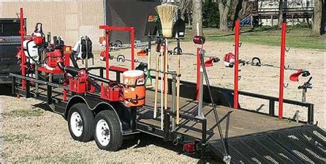 Of your trailer open for lawn mowers or other landscaping equipment. Trimmertrap Landscaping Equipment