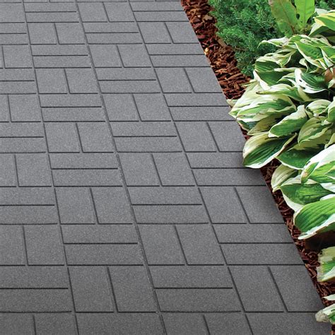 Rubberific 16 In X 16 In Grey Recycled Rubber Dual Sided Paver 1pk