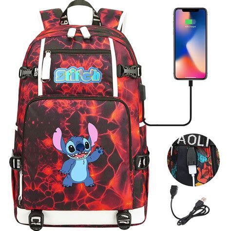 Lilo And Stitch Stitch 12 Usb Charging Backpack School Notebook Laptop Bag Picky