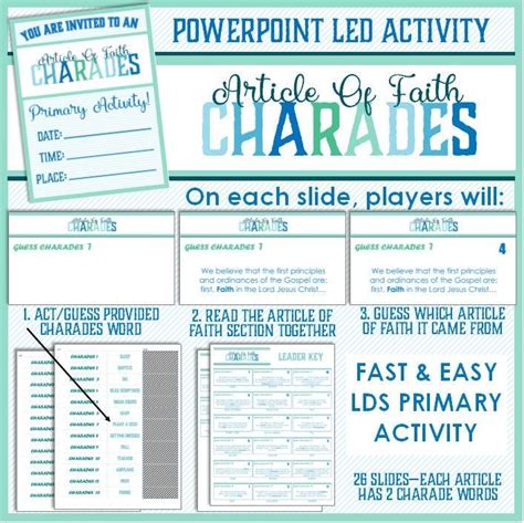 Article Of Faith Charades Primary Activity Powerpoint Led Etsy In