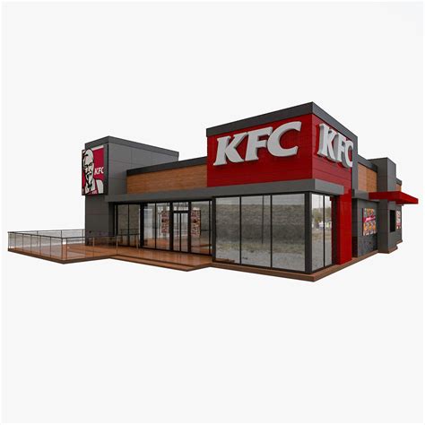 KFC Fast Food Drive Thru Restaurant 3D Model CGTrader