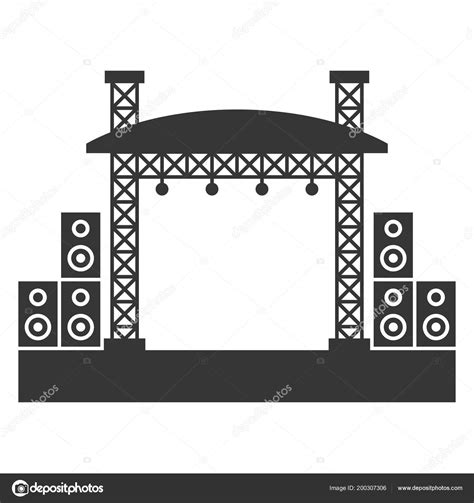 Outdoor Concert Stage Constructions With Sound System Icon Vector