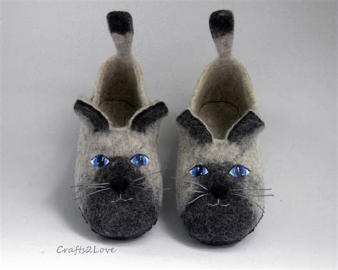 Cat Slippers For Women Felted Slippers Felt Slippers With Etsy