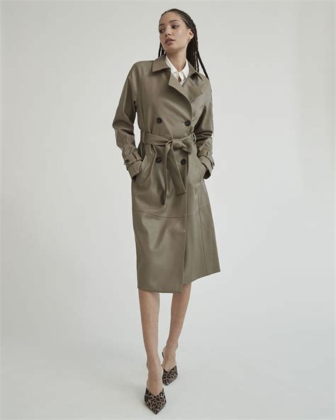 Faux Leather Trench Coat Rwandco