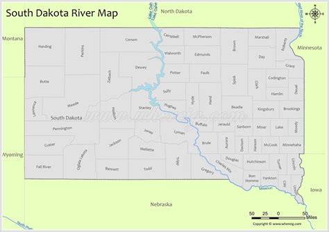 South Dakota River Map Rivers Lakes In South Dakota PDF Whereig