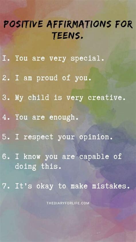 50 Empowering Positive Affirmations For Teen Girls Printable Cards