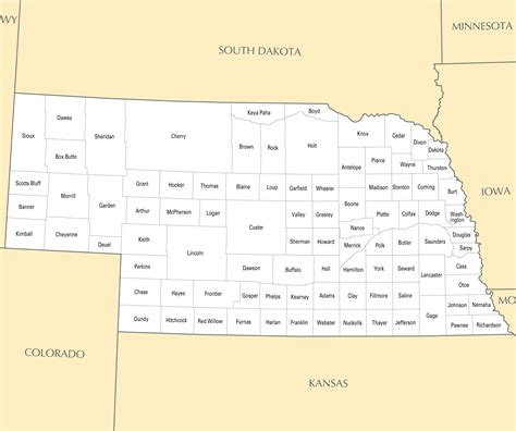 Large Administrative Map Of Nebraska State Vidiani Maps Of All 86304