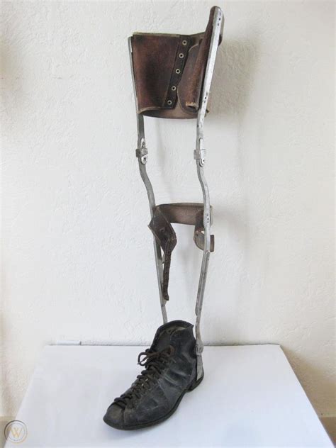 Antique Leather Prosthetic Orthopedic Polio Leg Brace Vintage Medical