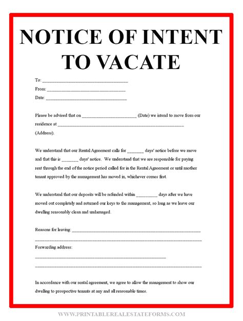 Free Printable Notice To Vacate Form Printable Templa Vrogue Co