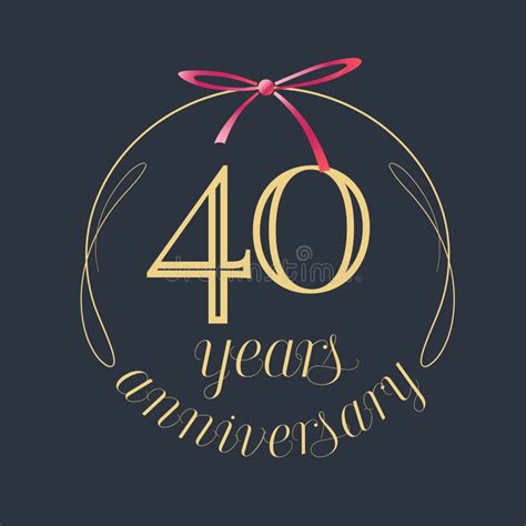 40 Years Anniversary Celebration Vector Icon Logo Stock Vector