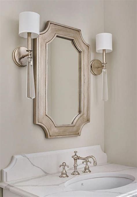 Gorgeous Small Vanity Setup With Two Wall Sconce Lights In Winter Gold