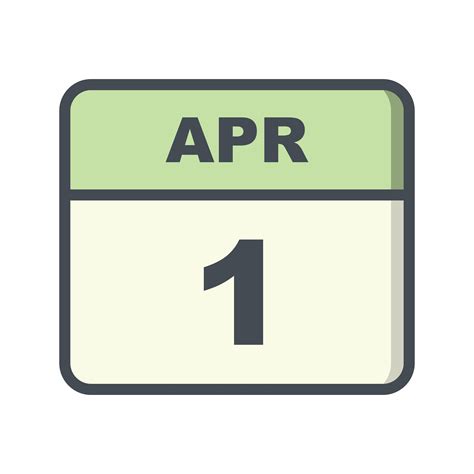 April 1st Date On A Single Day Calendar 490925 Vector Art At Vecteezy
