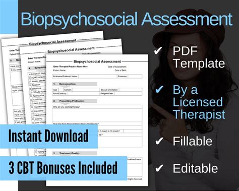 Biopsychosocial Assessment Template Pdf Fillable Editable Etsy