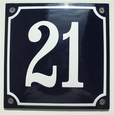 No 21 Blue 16x16cm Classic Enamels Signs