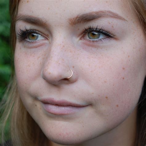 Rose Gold Nose Ring Hoop Dainty Nose Rings In 24 22g And Etsy
