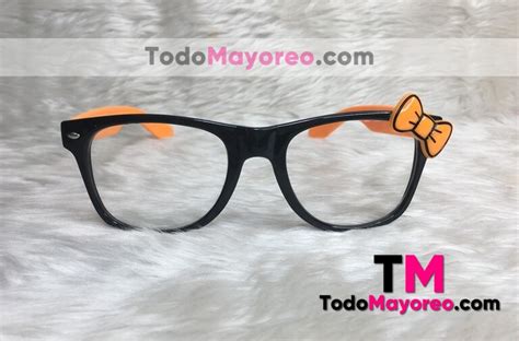 Lentes Estilo Ray Ban Naranja Armazón Plstico Transparente Con Moño